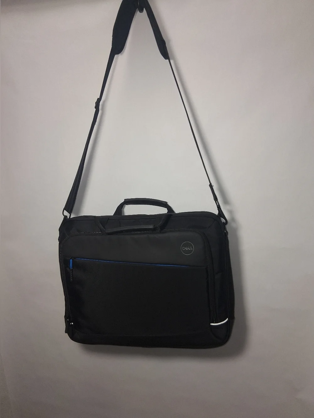 Dell Black Laptop Messenger Bag with Blue Accent